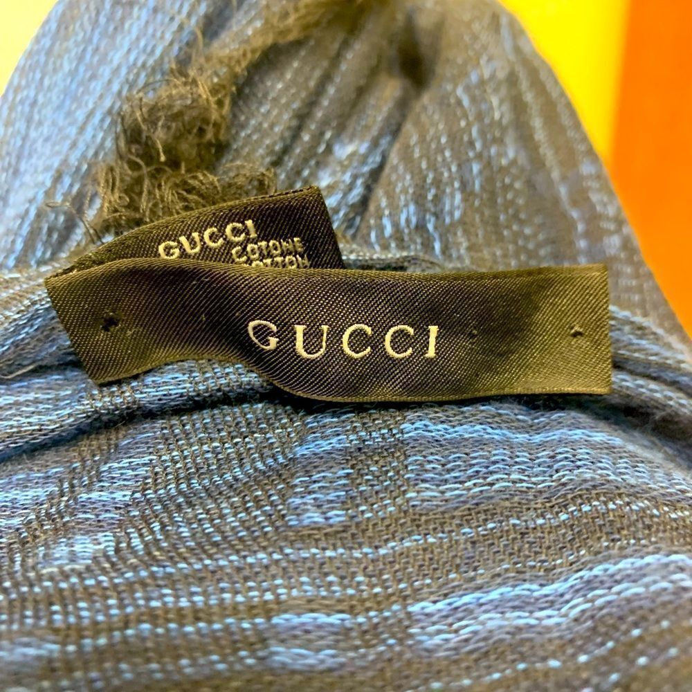 Authentic Tom Ford for Gucci Blue Lightweight Cotton Shawl Scarf Wrap Preloved - Picture 11 of 11